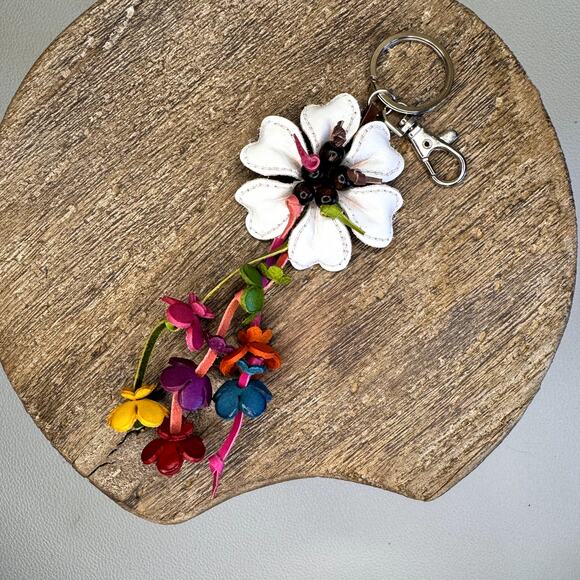 Leather Flower Purse Charm Genuine Leather Bag Charm NEW FAST SHIP - Picture 6 of 7